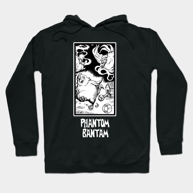 Ghost Chickens - Phantom Bantam Quote - White Outlined Design Hoodie by Nat Ewert Art